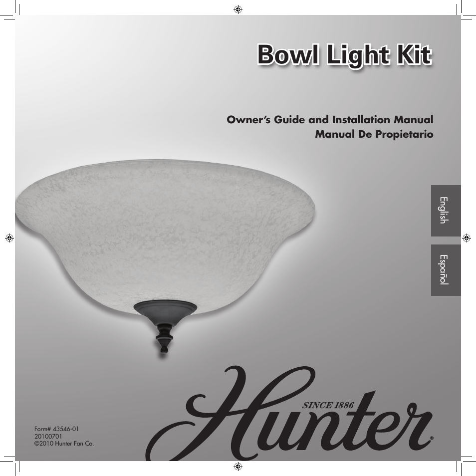 Hunter 25268 Original Schoolhouse Globe Light Kit User Manual | 10 pages