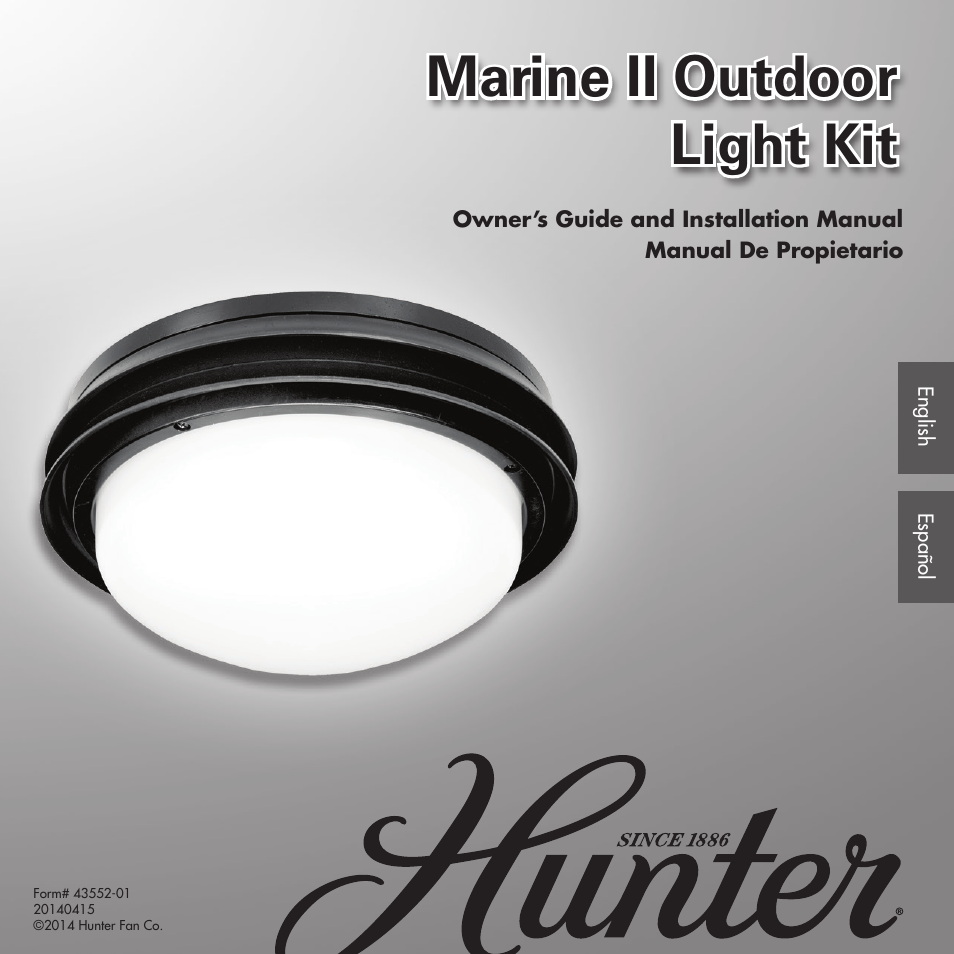 Hunter 28547 Outdoor Marine II Low Profile Globe Light Kit User Manual | 10 pages