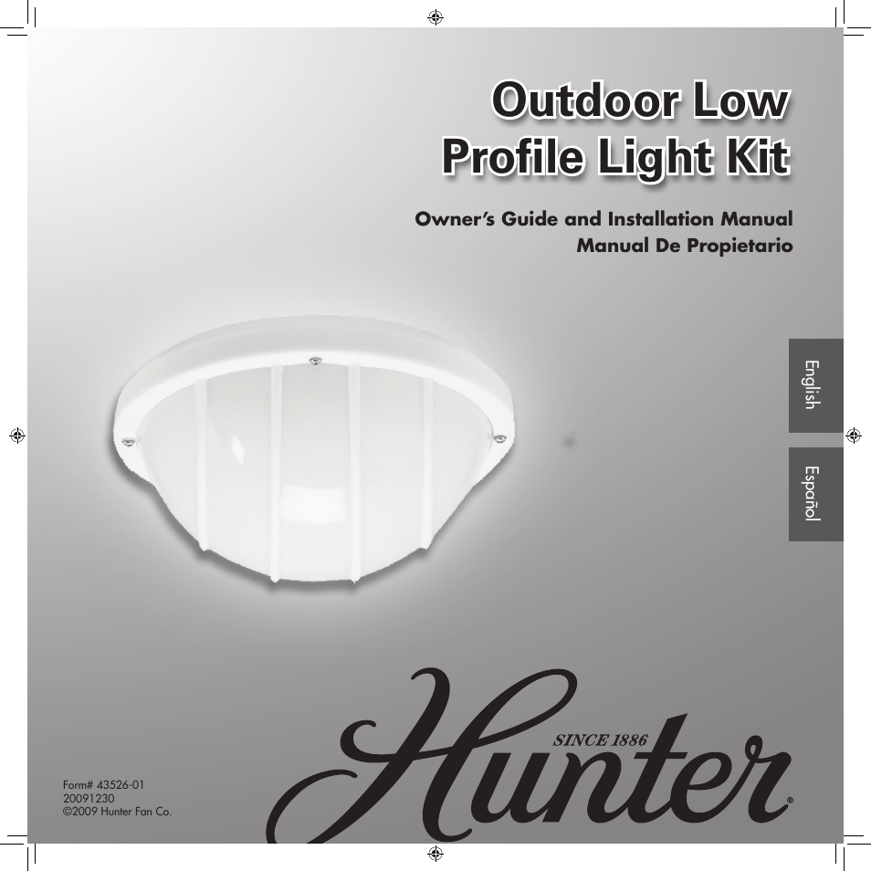 Hunter 28318 Outdoor Polycarbonate Light Kit User Manual | 9 pages