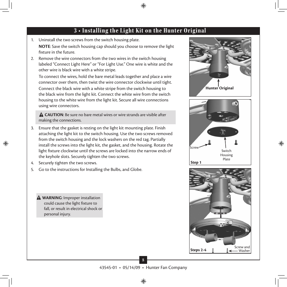 Hunter 22057 Outdoor Globe Light Kit User Manual | Page 8 / 10