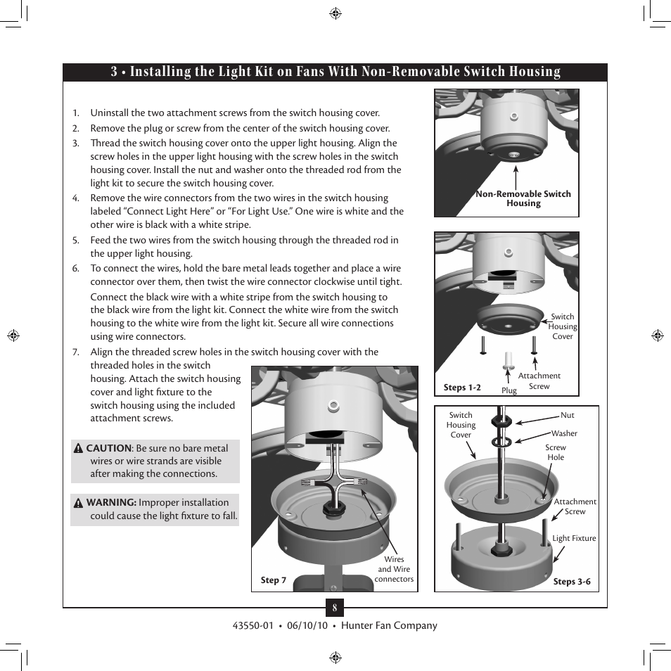 Hunter 28568 Swirled Marble Dual Use Bowl Light Kit User Manual | Page 8 / 12