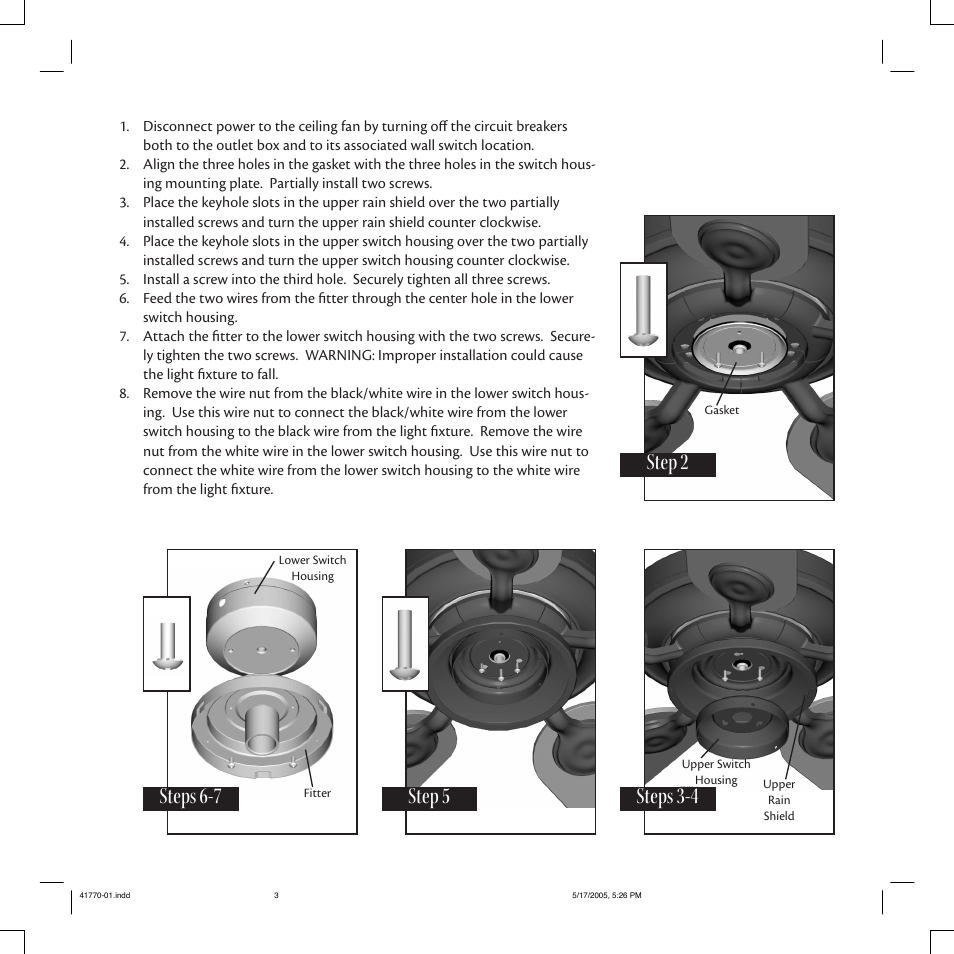 Step 5 | Hunter 28573 Frosted Dual Use Bowl Light Kit User Manual | Page 3 / 6