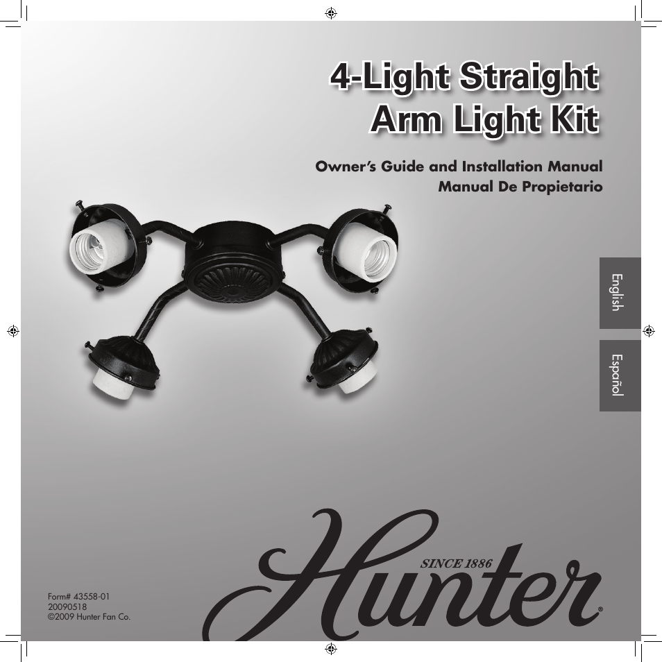Hunter 28129 Four-Light White Straight Arm Fitter User Manual | 10 pages