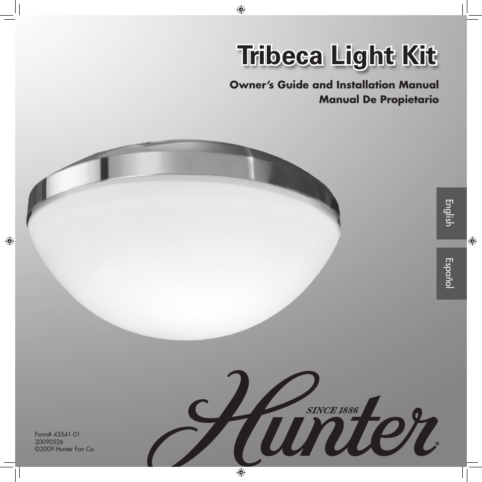 Hunter 26167, 26168, 26169 Tribeca Light Kit User Manual | 5 pages