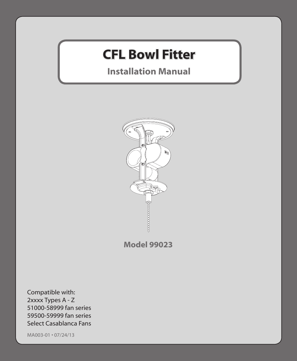 Hunter 99023 Bowl Light Fitter User Manual | 10 pages
