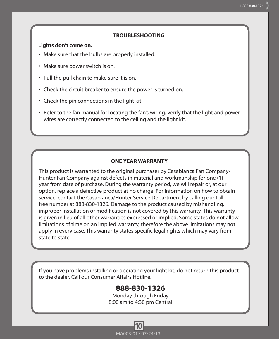 Hunter 99023 Bowl Light Fitter User Manual | Page 10 / 10