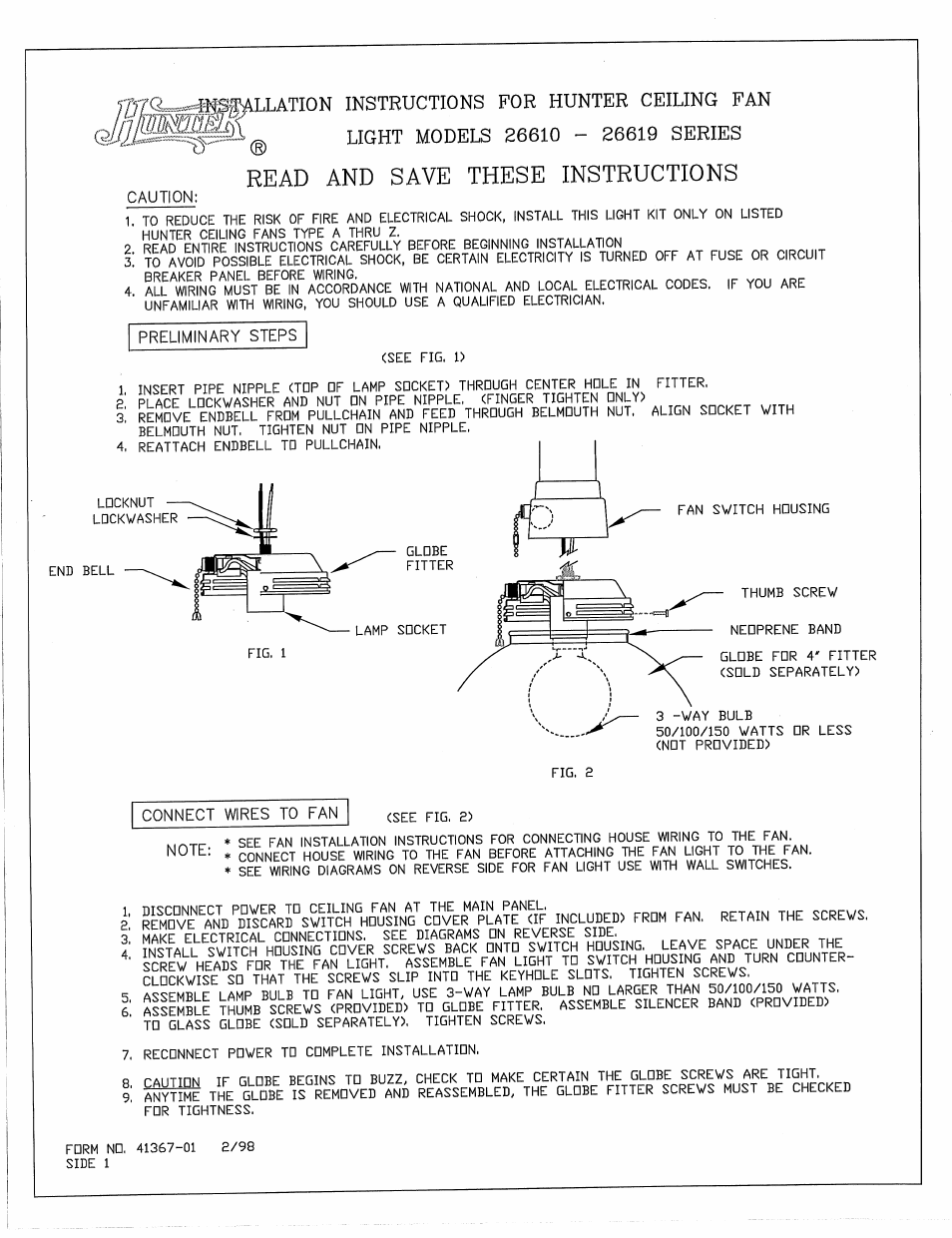 Hunter 25271 Globe Fitter User Manual | 3 pages