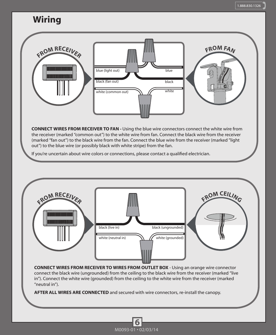 Wiring | Hunter 99179, 99180, 99181 Original Accessory Control and Canopy Kit User Manual | Page 6 / 10