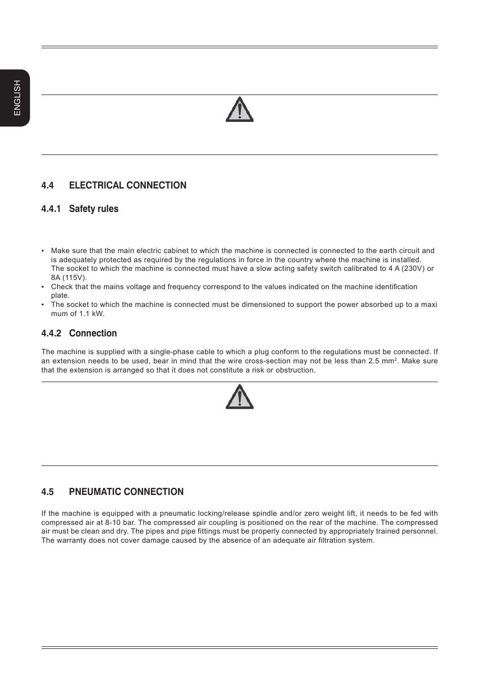 4 electrical connection 4.4.1 safety rules, 2 connection, 5 pneumatic connection | English | CEMB USA ER85 Installation Manual User Manual | Page 10 / 12