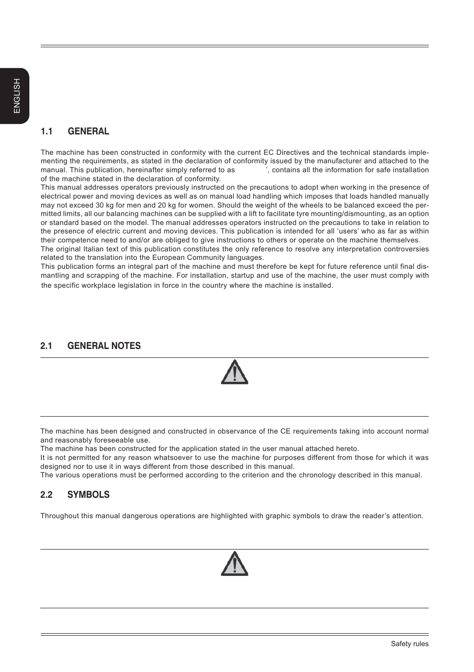 Introduction, Safety rules, 1 general | 2 symbols, English | CEMB USA ER85 Installation Manual User Manual | Page 2 / 12