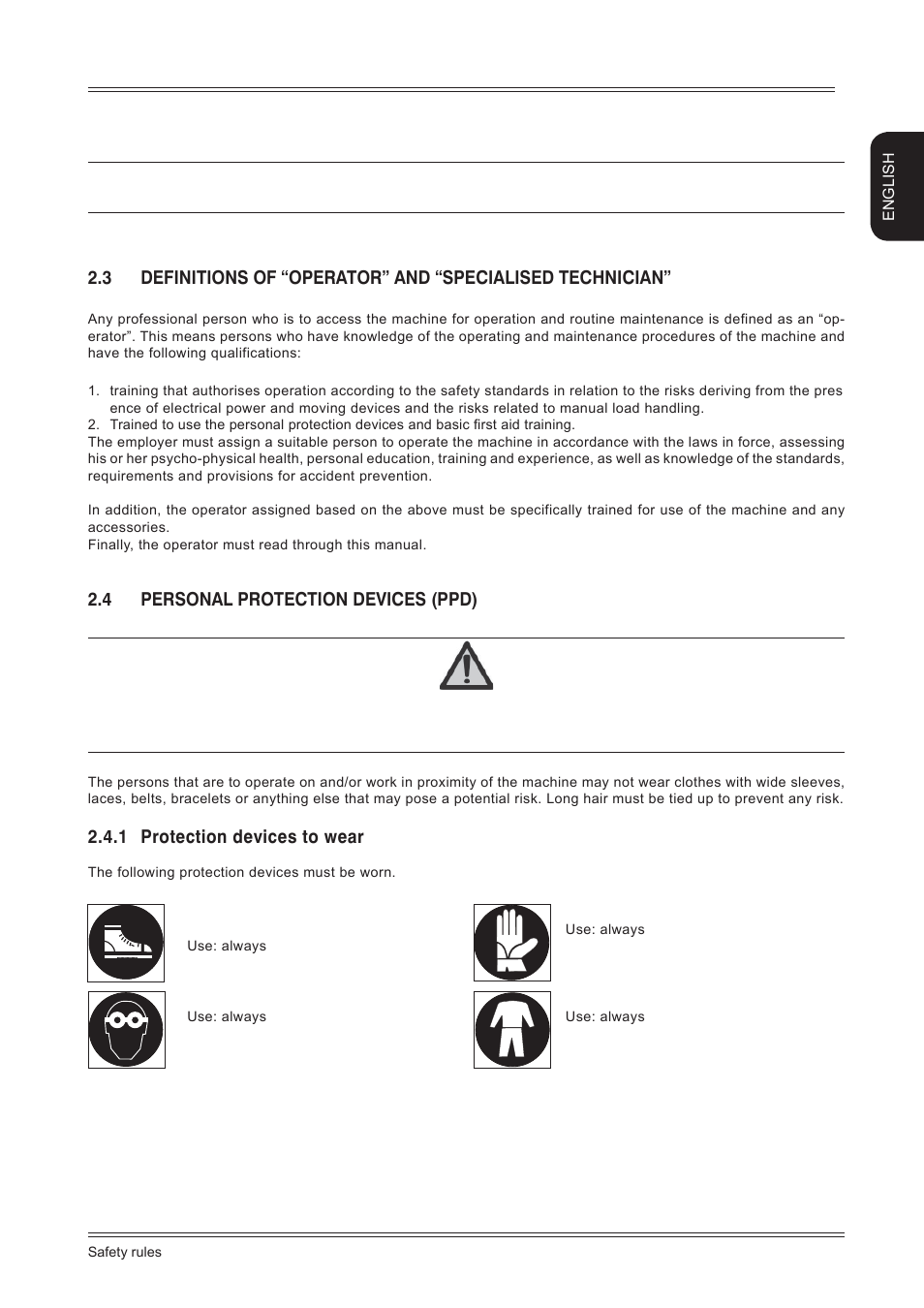 4 personal protection devices (ppd), 1 protection devices to wear, English | CEMB USA ER85 Installation Manual User Manual | Page 3 / 12