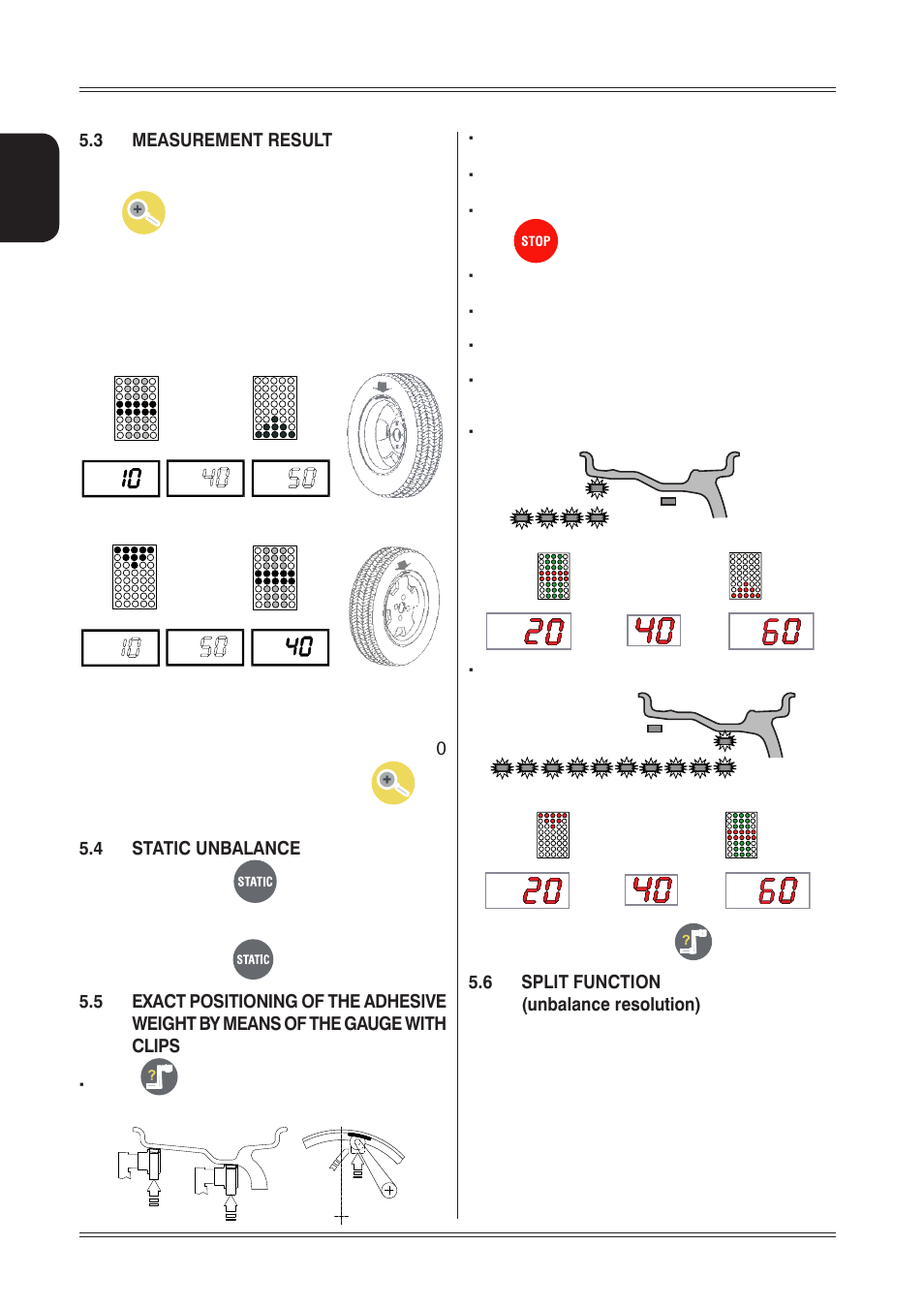 3 measurement result, 4 static unbalance, 6 split function (unbalance resolution) | CEMB USA C212 User Manual User Manual | Page 10 / 20