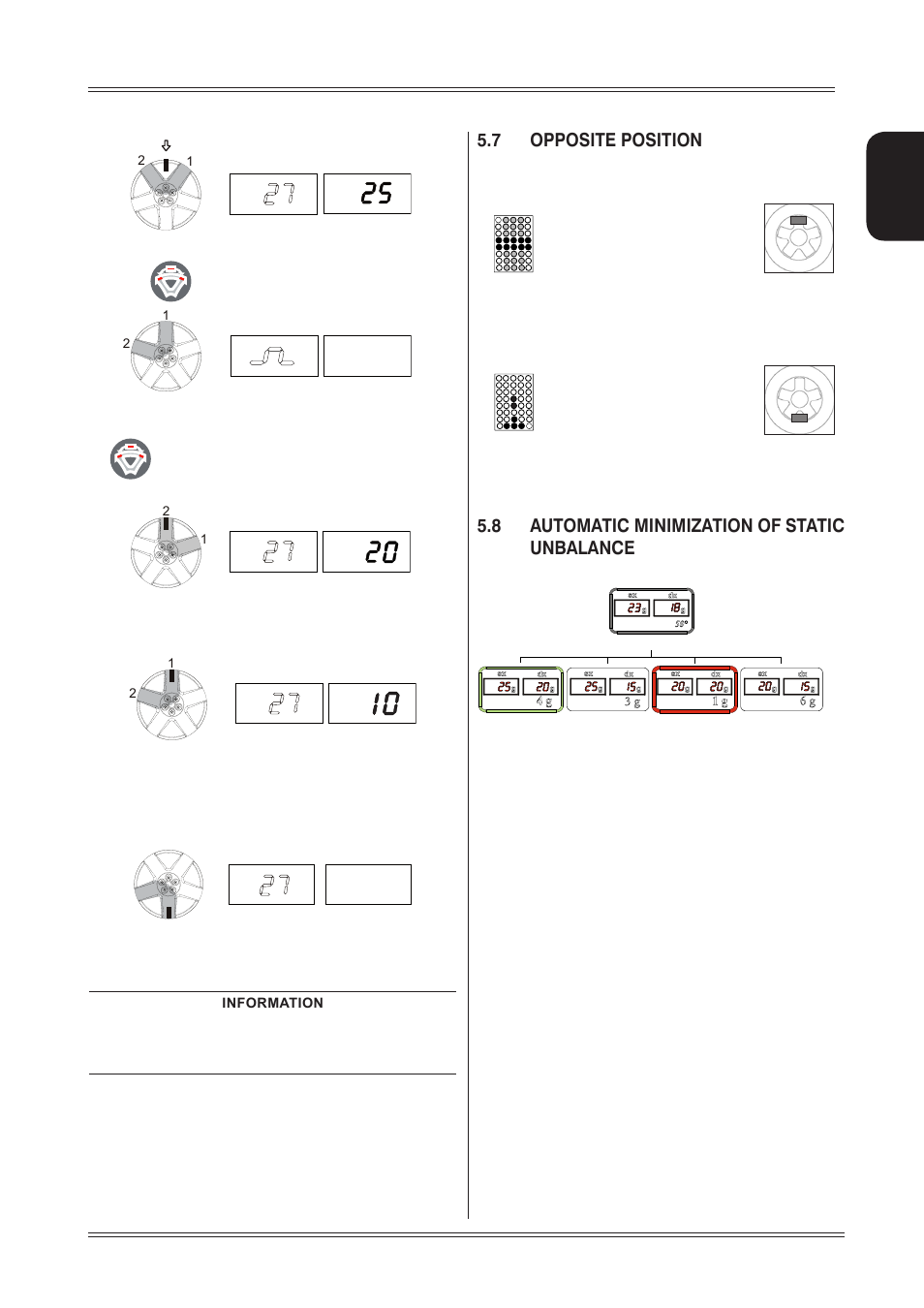 7 opposite position, 8 automatic minimization of static unbalance, English | CEMB USA C212 User Manual User Manual | Page 11 / 20