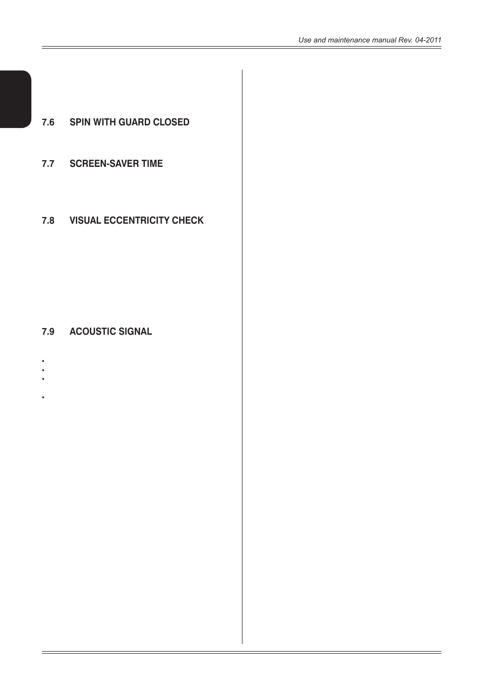 6 spin with guard closed, 7 screen-saver time, 8 visual eccentricity check | 9 acoustic signal | CEMB USA C218 User Manual User Manual | Page 18 / 24