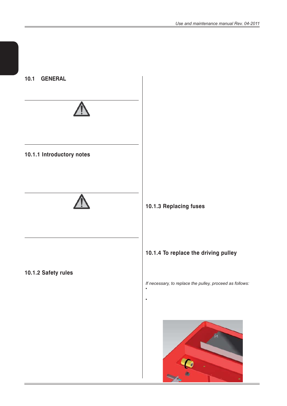 Maintenance, 1 general, 2 safety rules | 3 replacing fuses, 4 to replace the driving pulley, English | CEMB USA C218 User Manual User Manual | Page 22 / 24