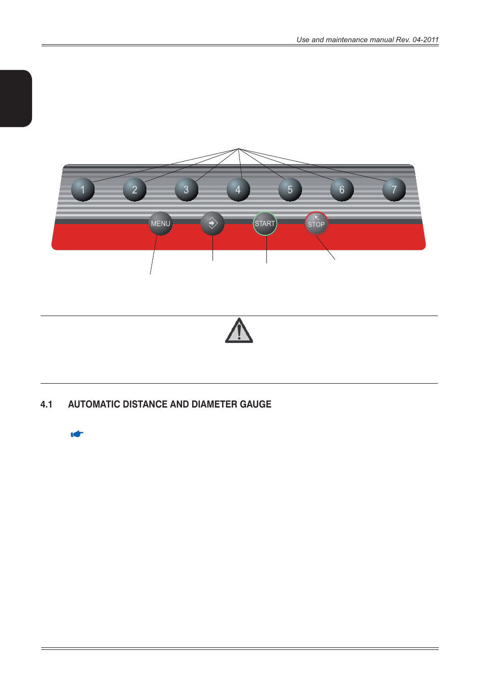 Control panel and components, 1 automatic distance and diameter gauge | CEMB USA C218 User Manual User Manual | Page 8 / 24