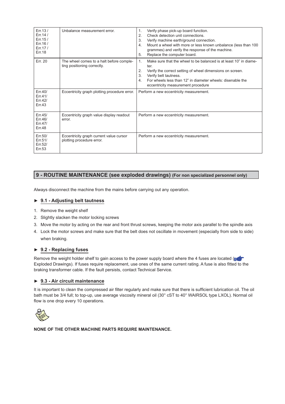 9 - routine maintenance (see exploded drawings) | CEMB USA C202 User Manual | Page 25 / 25