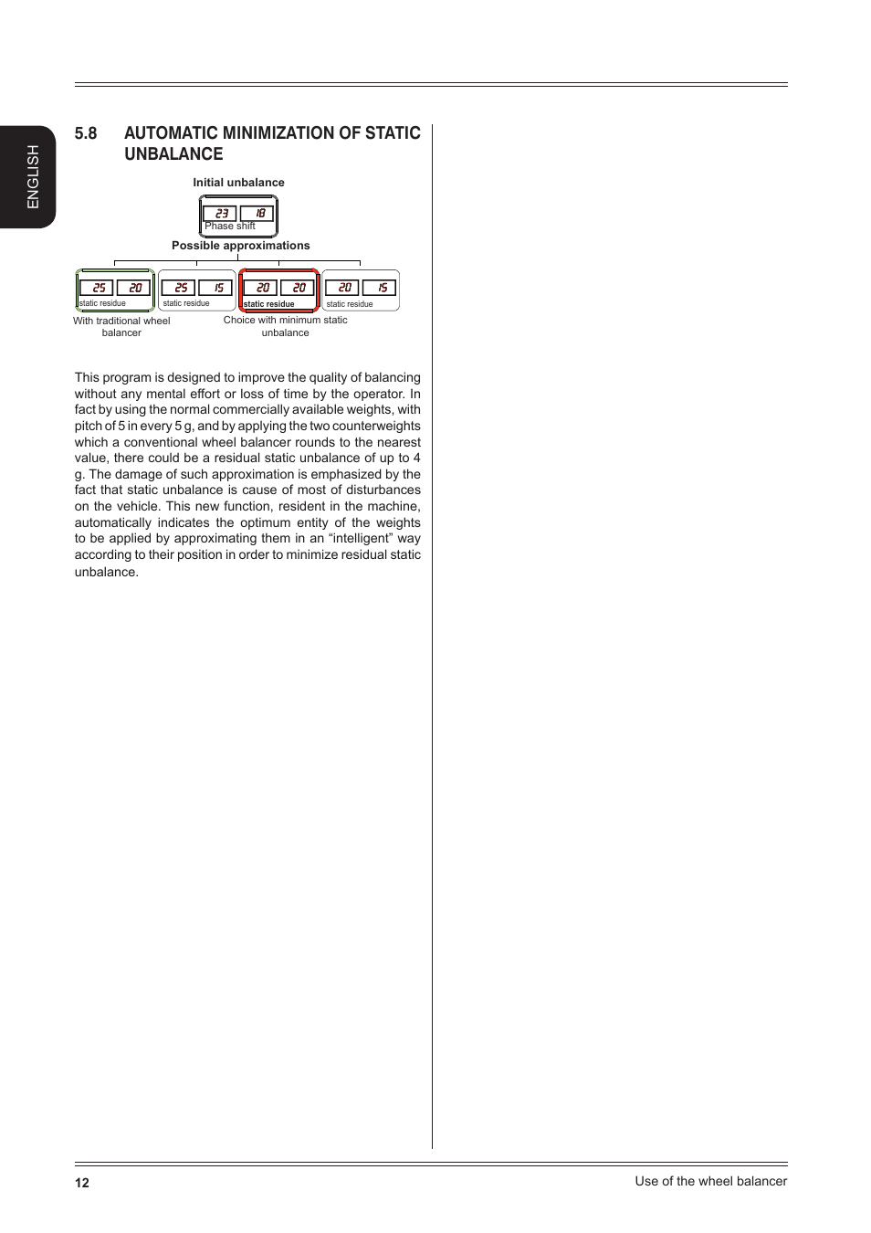 8 automatic minimization of static unbalance, English | CEMB USA K9 User Manual | Page 12 / 20