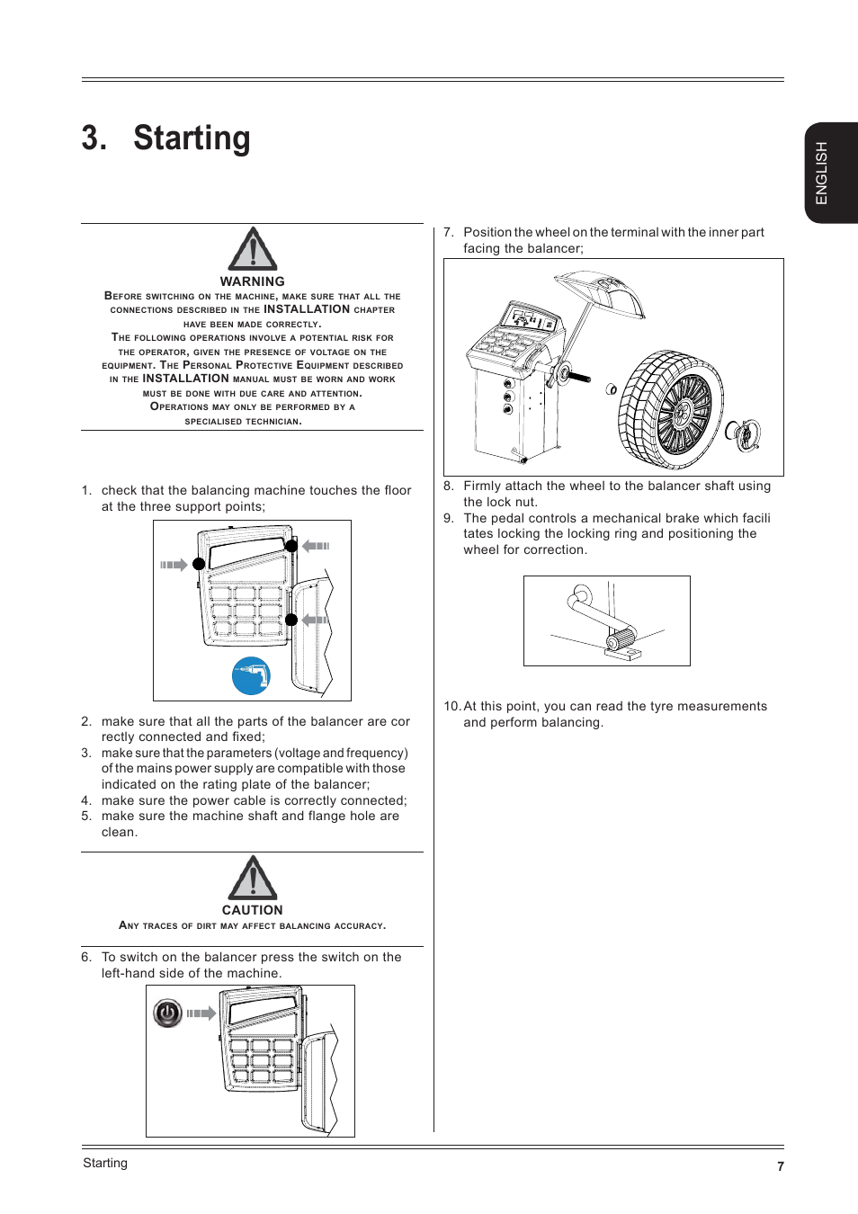 Starting, English | CEMB USA K9 User Manual | Page 7 / 20