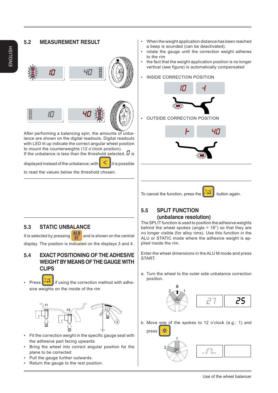 2 measurement result, 3 static unbalance, 5 split function (unbalance resolution) | CEMB USA K11 User Manual User Manual | Page 10 / 20