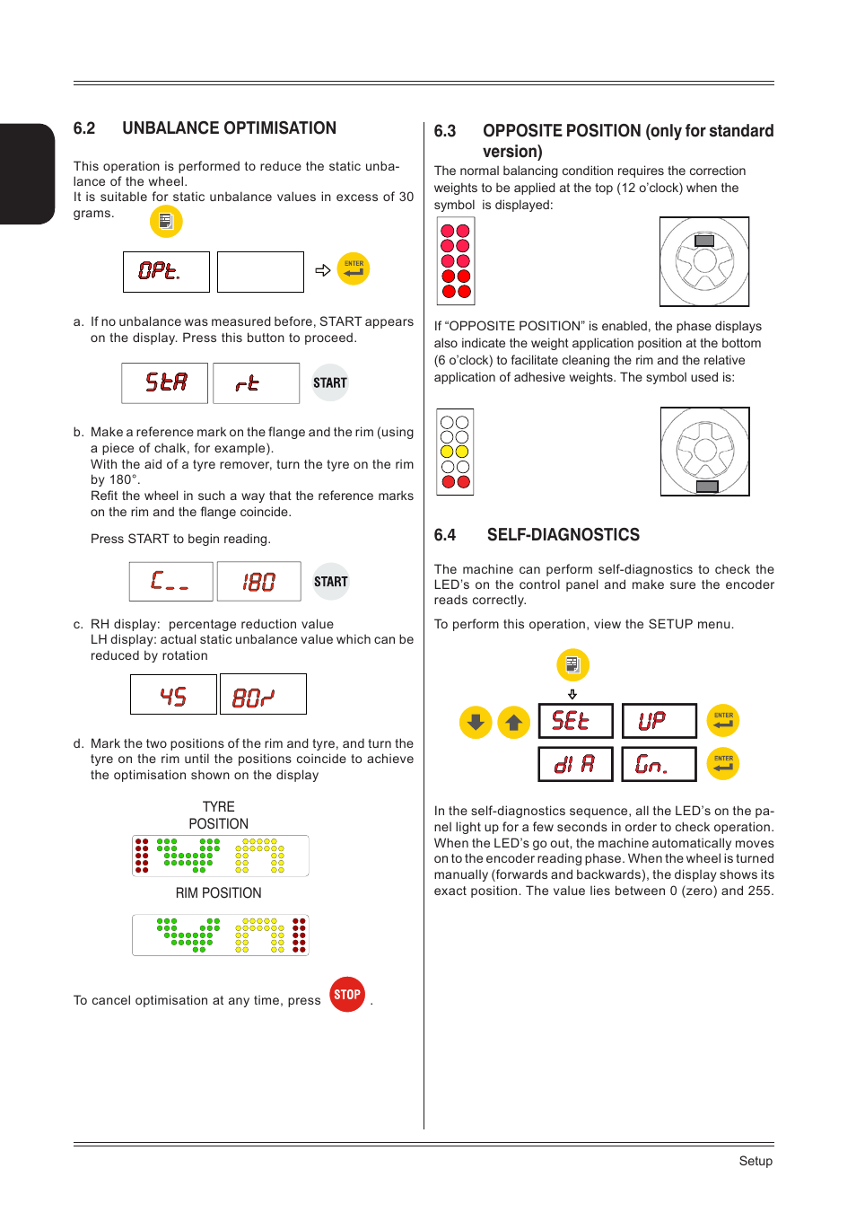 2 unbalance optimisation, 3 opposite position (only for standard version), 4 self-diagnostics | CEMB USA C71_2 SE evo (B) User Manual | Page 16 / 24