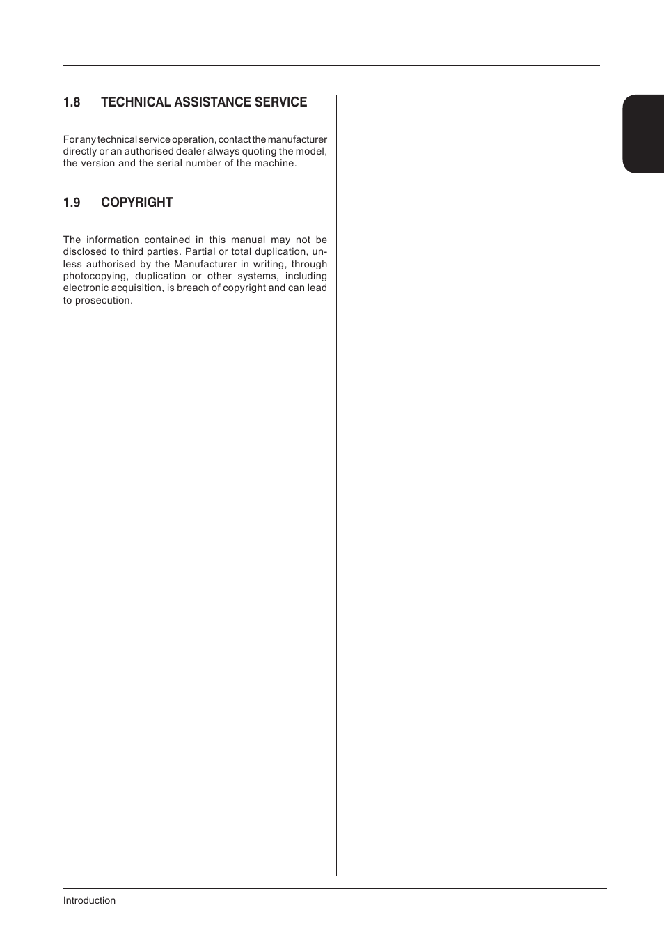 8 technical assistance service, 9 copyright | CEMB USA C71_2 SE evo (B) User Manual | Page 5 / 24