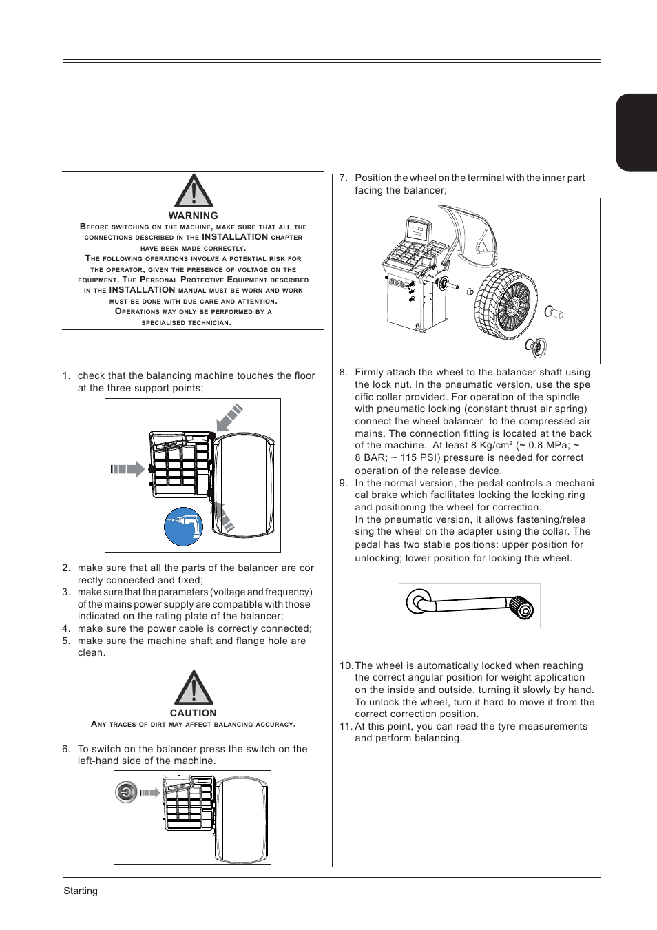 Starting, English | CEMB USA C71_2 SE evo (B) User Manual | Page 7 / 24