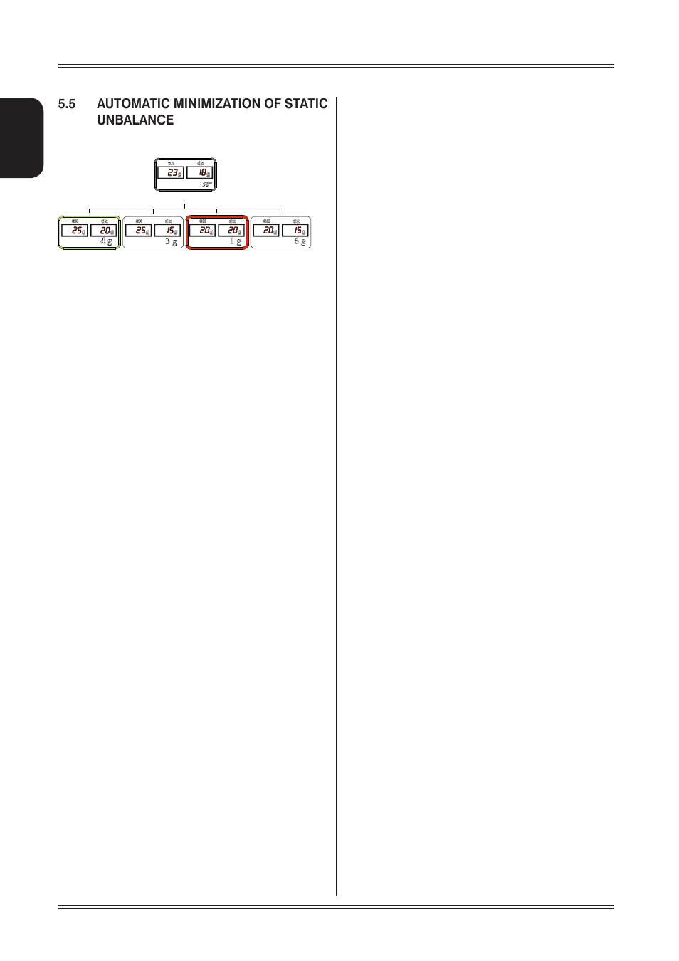 5 automatic minimization of static unbalance, English, Use of the wheel balancer | CEMB USA C71_2 evo (D) User Manual User Manual | Page 14 / 24
