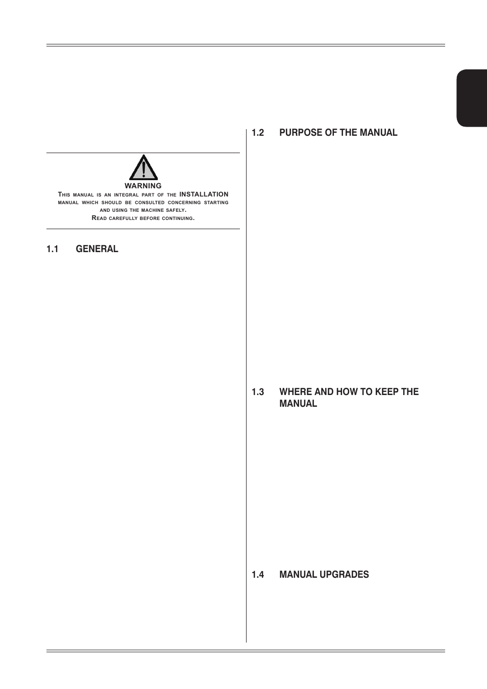 Foreword, 1 general, 2 purpose of the manual | 3 where and how to keep the manual 3, 4 manual upgrades, 3 where and how to keep the manual, English | CEMB USA C71_2 evo (D) User Manual User Manual | Page 3 / 24