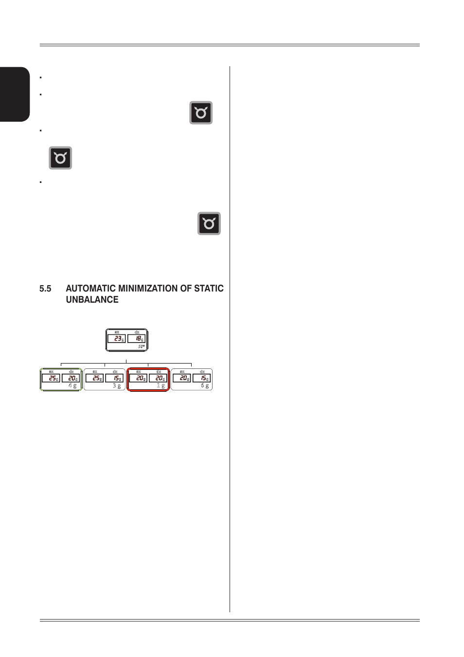 5 automatic minimization of static unbalance, English | CEMB USA ER60 (A) User Manual | Page 12 / 22