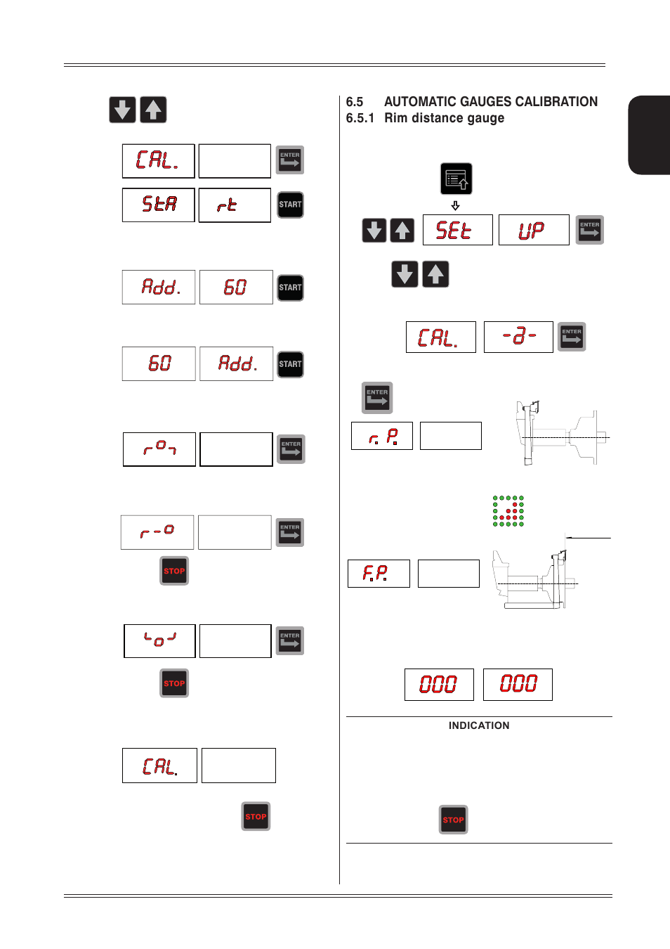 5 automatic gauges calibration, 1 rim distance gauge | CEMB USA ER60 (A) User Manual | Page 15 / 22