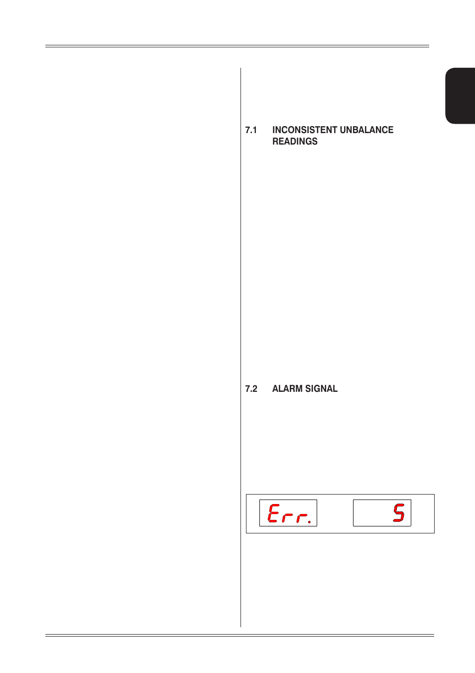 Diagnostics, 1 inconsistent unbalance readings, 2 alarm signal | CEMB USA ER60 (A) User Manual | Page 17 / 22