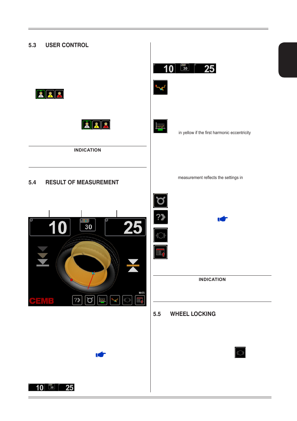 3 user control, 4 result of measurement, 5 wheel locking | CEMB USA ER85 (A) User Manual | Page 13 / 28