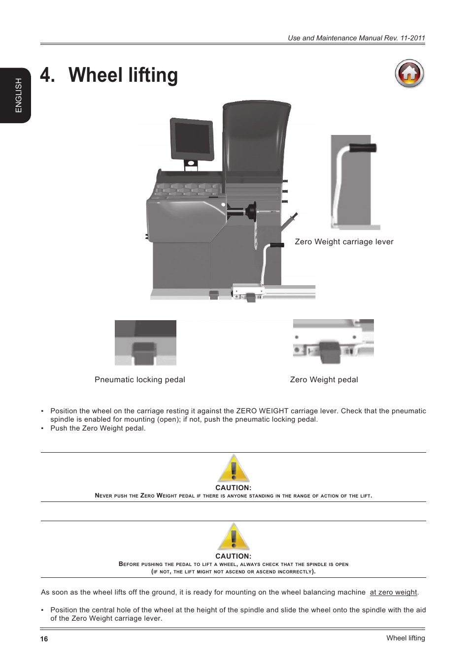 Wheel lifting, English | CEMB USA ER100 User Manual | Page 16 / 80