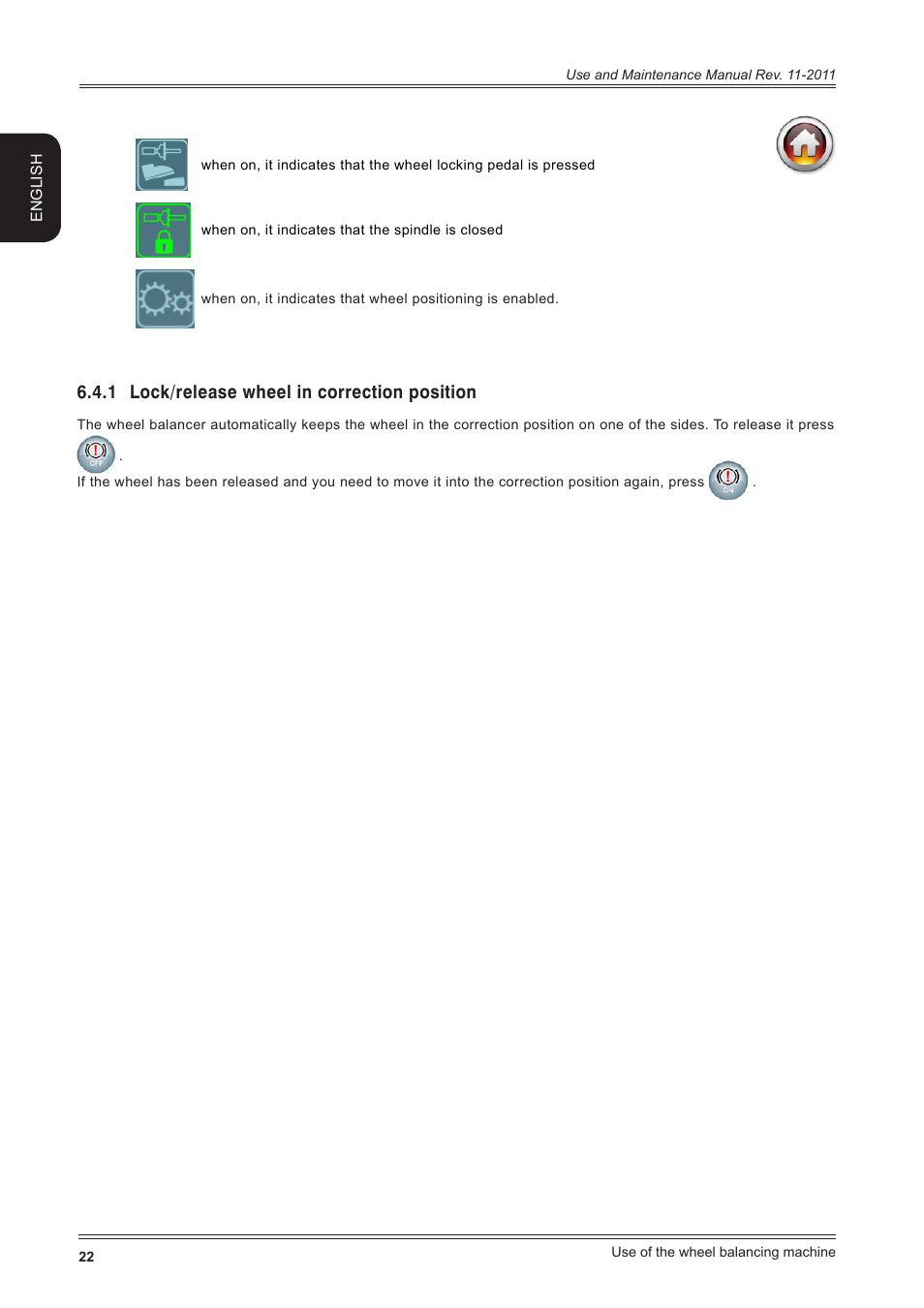 1 lock/release wheel in correction position | CEMB USA ER100 User Manual | Page 22 / 80