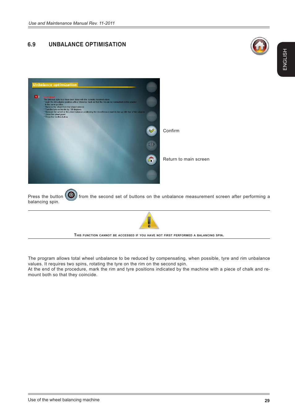 9 unbalance optimisation, English | CEMB USA ER100 User Manual | Page 29 / 80