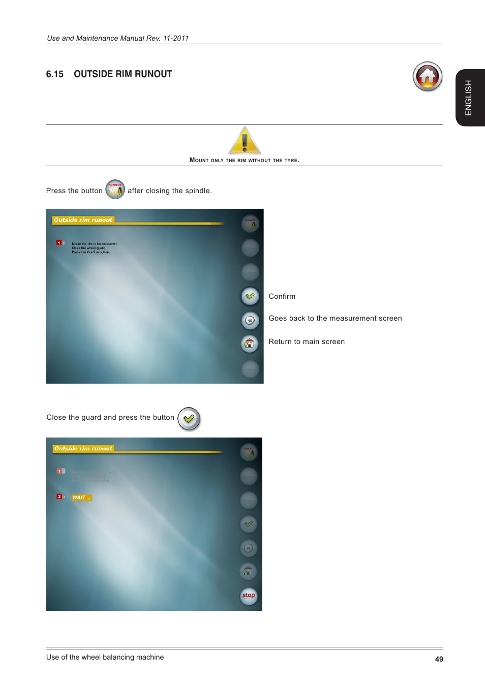 15 outside rim runout, English | CEMB USA ER100 User Manual | Page 49 / 80