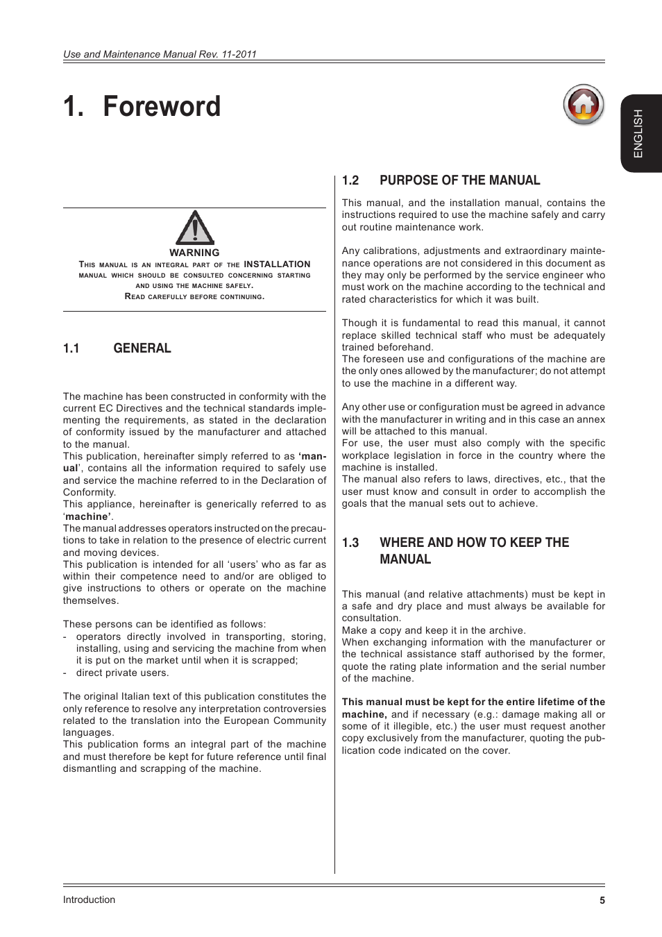 Foreword, 1 general, 2 purpose of the manual | 3 where and how to keep the manual | CEMB USA ER100 User Manual | Page 5 / 80
