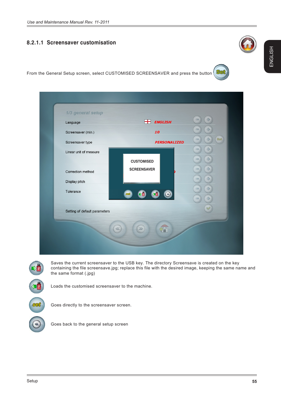 1 screensaver customisation | CEMB USA ER100 User Manual | Page 55 / 80