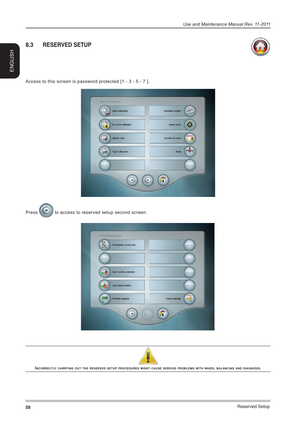 3 reserved setup, English | CEMB USA ER100 User Manual | Page 58 / 80