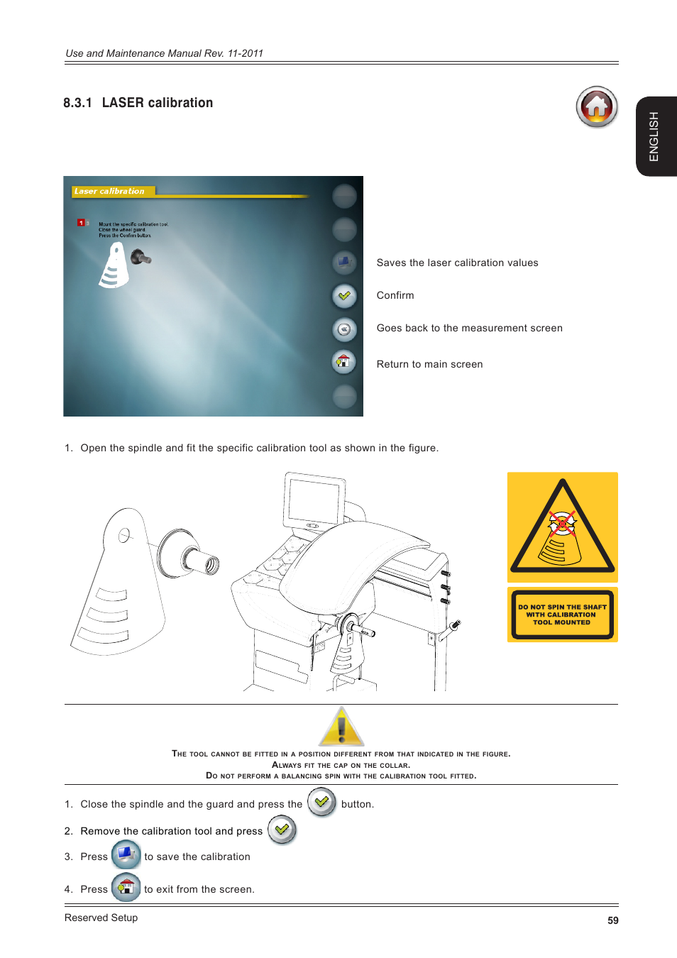 1 laser calibration, English | CEMB USA ER100 User Manual | Page 59 / 80