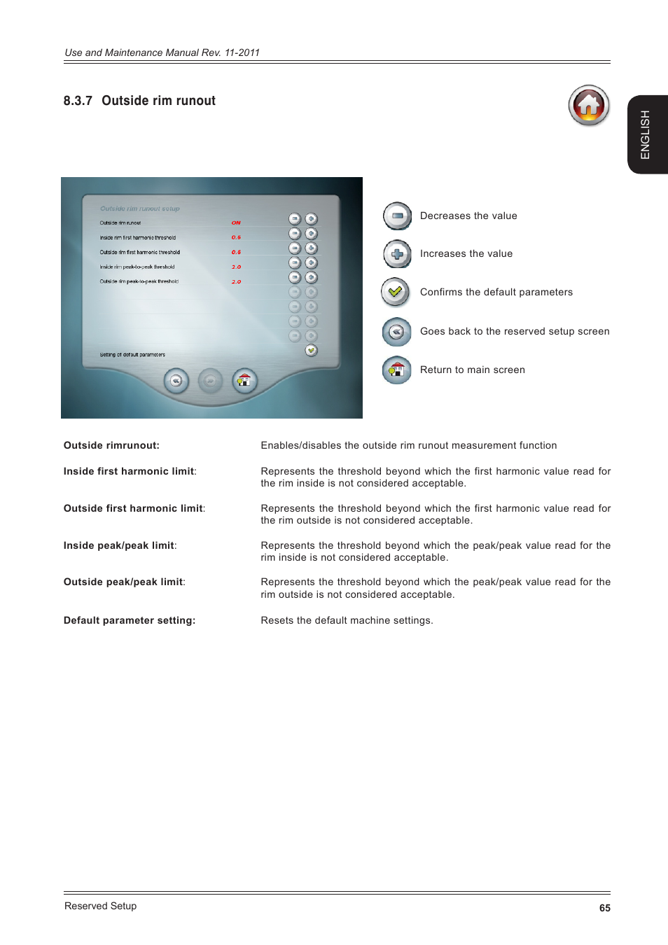 7 outside rim runout | CEMB USA ER100 User Manual | Page 65 / 80