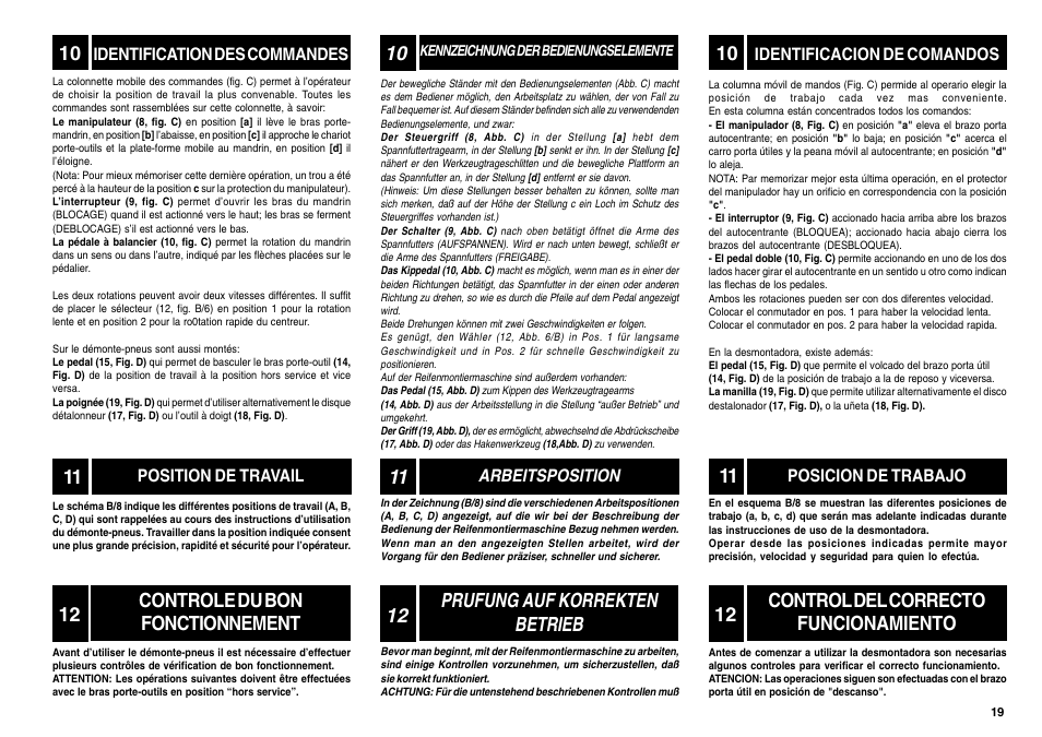 Prufung auf korrekten betrieb, Control del correcto funcionamiento 12, Controle du bon fonctionnement 12 | CEMB USA SM56T User Manual | Page 19 / 70