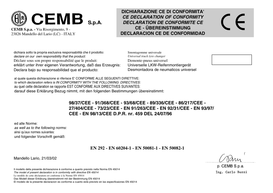 CEMB USA SM56T User Manual | Page 2 / 70