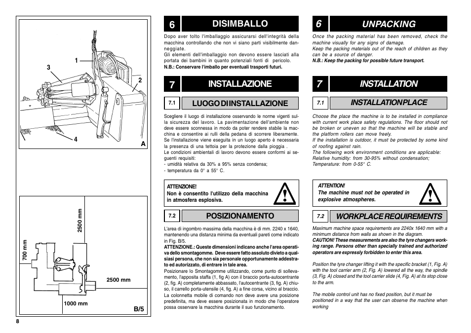 Disimballo, Installazione, Installation | Unpacking | CEMB USA SM56T User Manual | Page 8 / 70