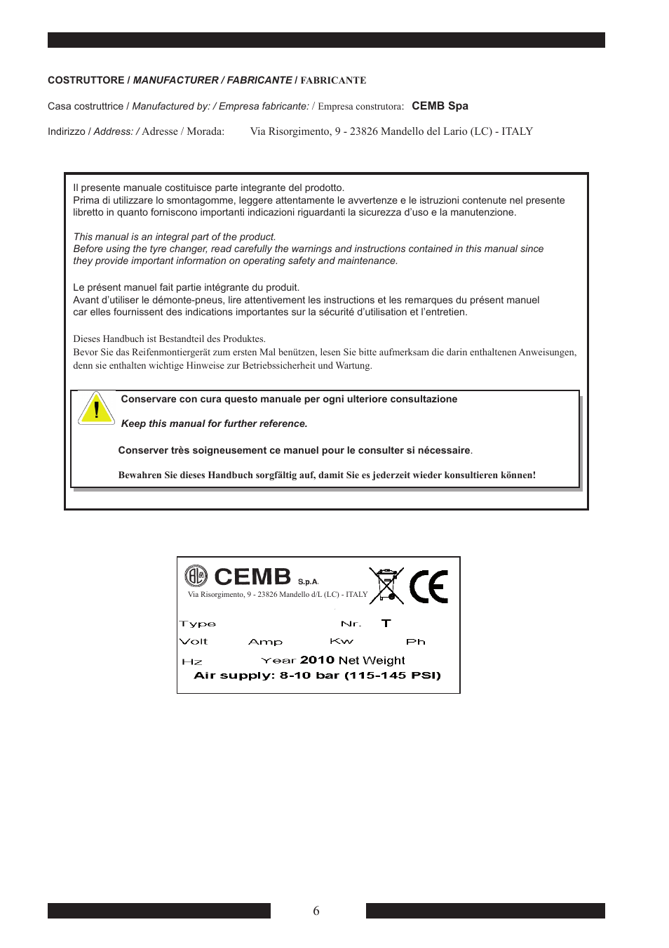 CEMB USA SM915 Maxi User Manual | Page 8 / 50