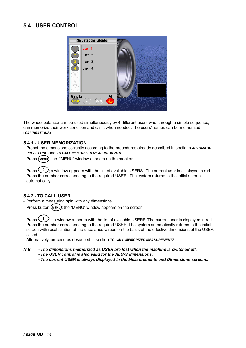 4 - user control | CEMB USA C65 (E) User Manual | Page 14 / 25