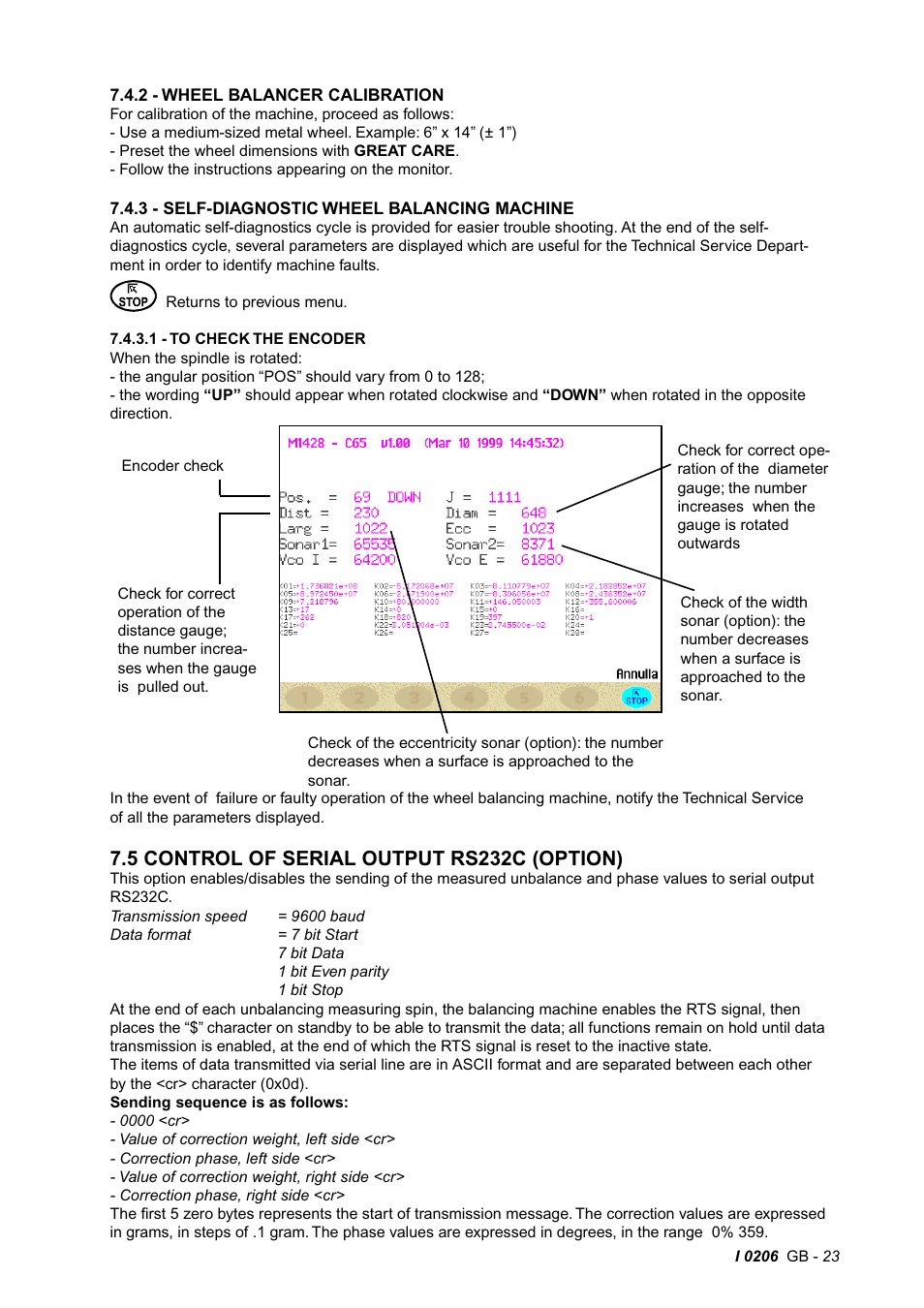 5 control of serial output rs232c (option) | CEMB USA C65 (E) User Manual | Page 23 / 25
