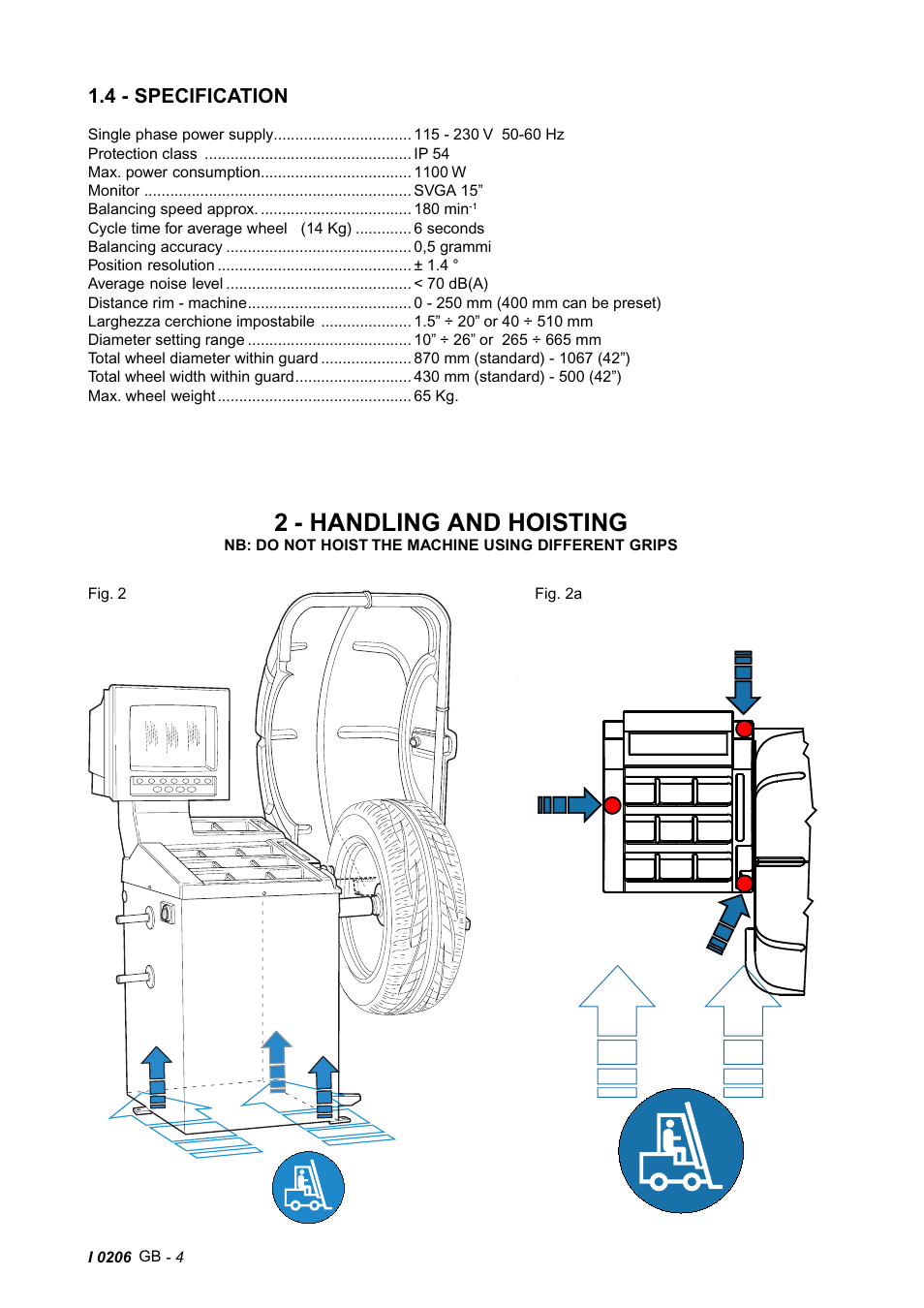 2 - handling and hoisting, 4 - specification | CEMB USA C65 (E) User Manual | Page 4 / 25