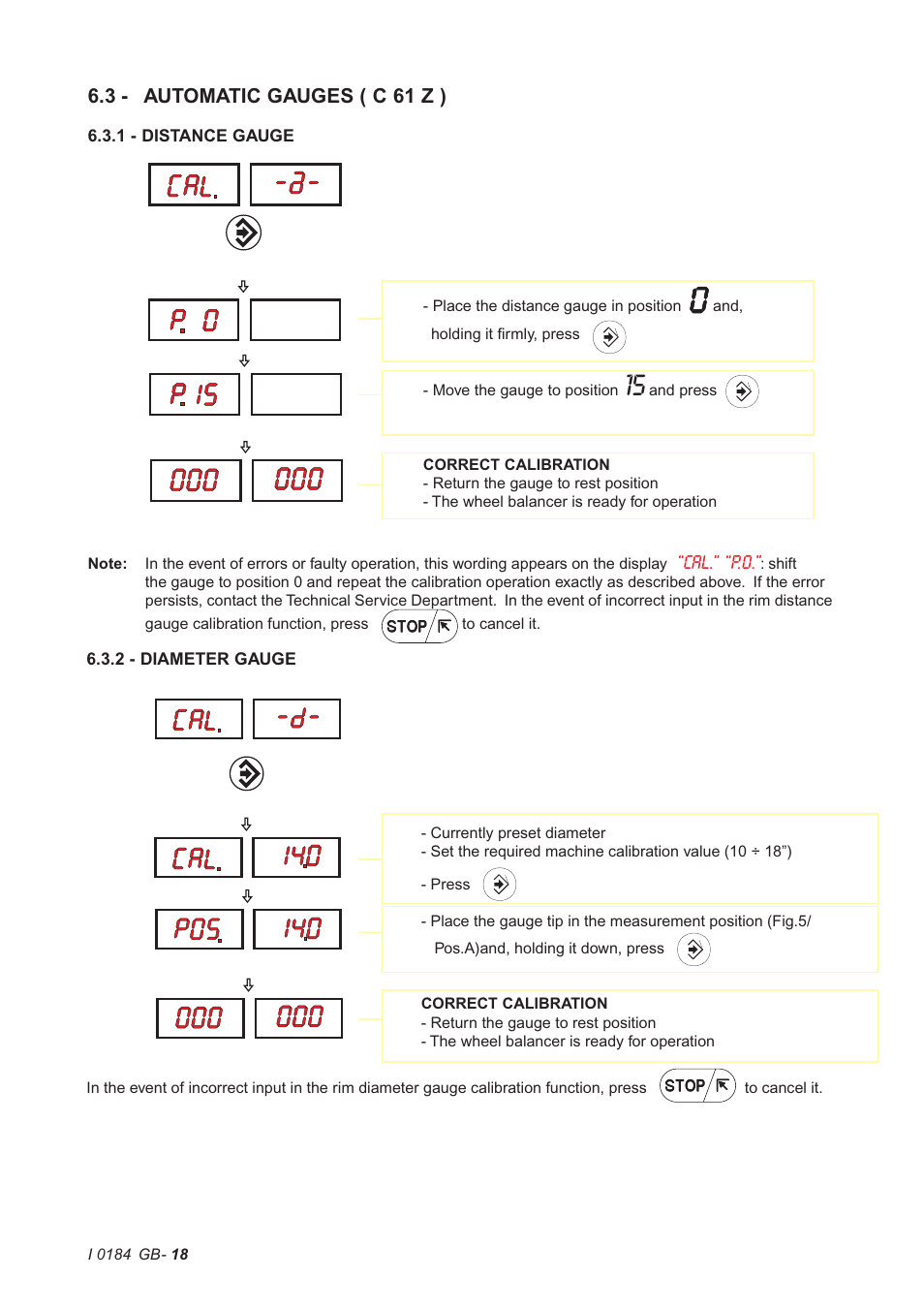 3 - automatic gauges ( c 61 z ), Cal.” “p.o | CEMB USA C61 (D) User Manual | Page 18 / 20